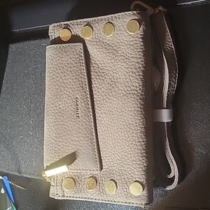 Hammitt Levy Wallet Clutch Crossbody Natural Grey Nubuck Leather